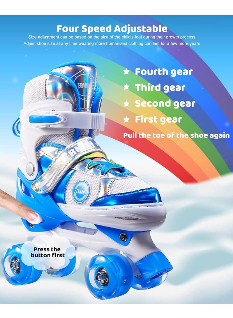 Bluejw Double Row Roller Skates for Kids Adjustable Size Breathable Design Fun Outdoor Sports Activity for Children Boys and Girls Four Wheel Roller Skating Shoes Size Available Small and Medium - Image 2