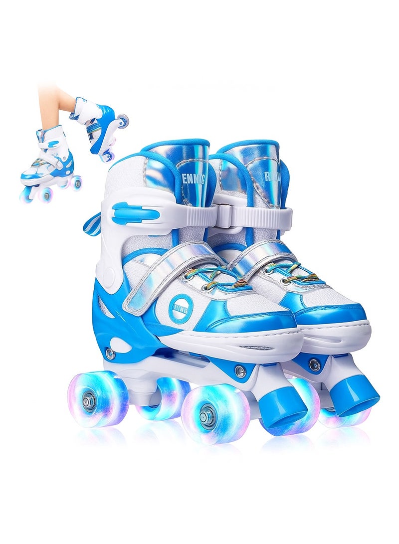 Bluejw Double Row Roller Skates for Kids Adjustable Size Breathable Design Fun Outdoor Sports Activity for Children Boys and Girls Four Wheel Roller Skating Shoes Size Available Small and Medium - Image 1