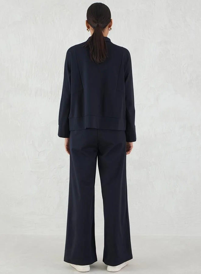 فيميلا طقم بلوزة بسحاب وبنطال