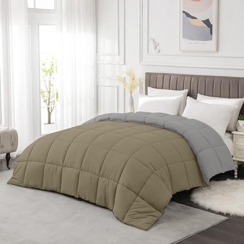 Razzai All-Season Comforter 220 GSM | Super Soft Fluffy & Lightweight Comforter Double Bed Comforter (92" x 106" Inches/233cm x 269cm) - King Size Comforter | Silver/Beige - Image 3