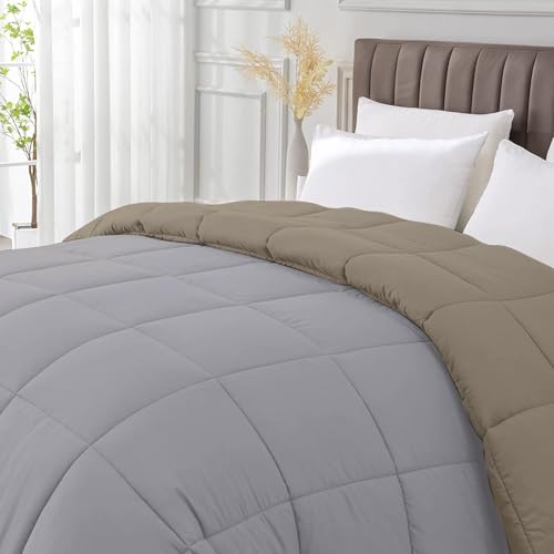 Razzai All-Season Comforter 220 GSM | Super Soft Fluffy & Lightweight Comforter Double Bed Comforter (92" x 106" Inches/233cm x 269cm) - King Size Comforter | Silver/Beige - Image 2