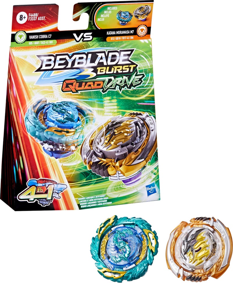 BEYBLADE Burst QuadDrive Katana Muramasa M7 and Vanish Cobra C7 Spinning Top Dual Pack - 2 Battling Game Top Toy for Kids Ages 8 and Up - Image 1