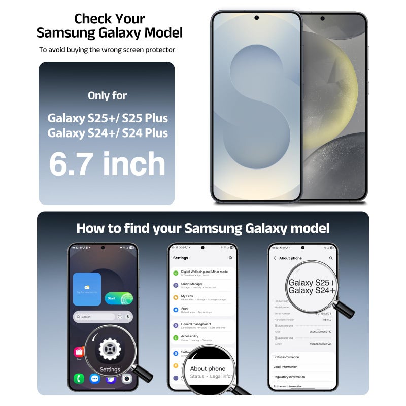 EZ-GLAZ- 4 Pack for Galaxy S25 Plus/ S24 Plus [6.7"] Screen Protector, 100% Fingerprint Unlock, 9H+ Hardness Military Grade Shatterproof Long Durable Tempered Glass Film with Flawless Fit Box, HD Clear - Image 2