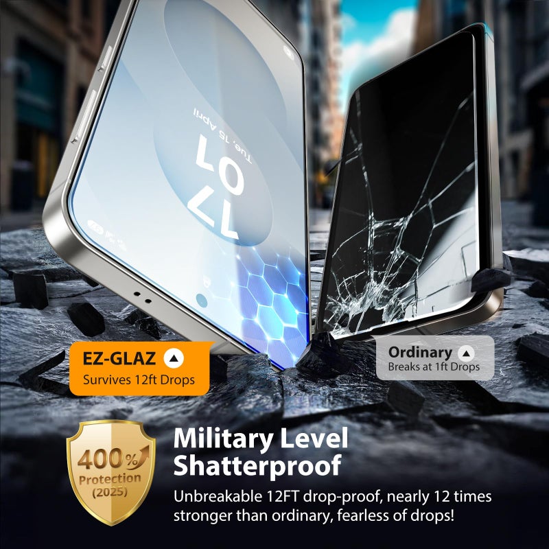 EZ-GLAZ- 4 Pack for Galaxy S25 Plus/ S24 Plus [6.7"] Screen Protector, 100% Fingerprint Unlock, 9H+ Hardness Military Grade Shatterproof Long Durable Tempered Glass Film with Flawless Fit Box, HD Clear - Image 5