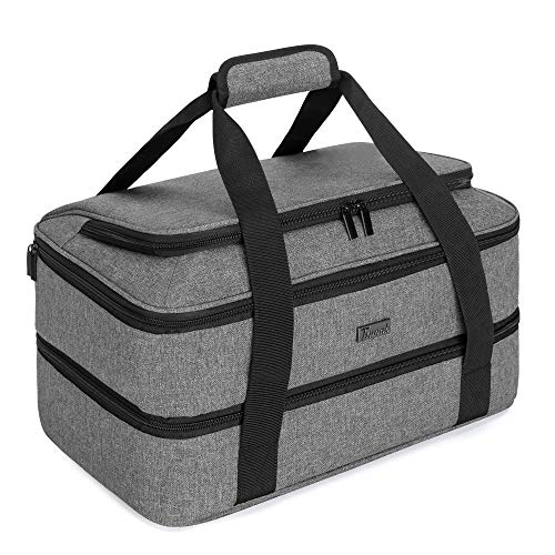 Trunab Casserole Carrier for Hot or Cold Food Insulated Casserole Dish Carrier Thermal Tote Bag for Picnic, Fits 9"×13" Baking Dish, 11 x 15 Foil Pans, Grey - Image 1