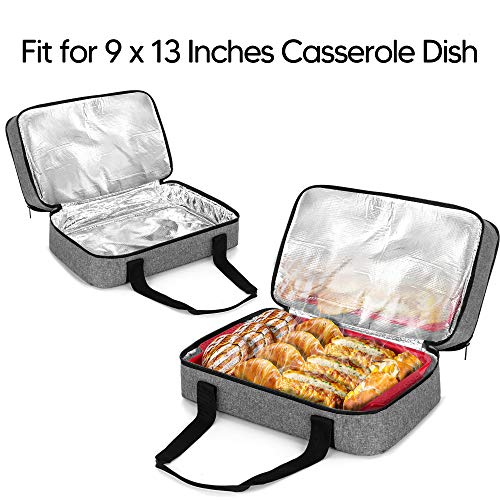 Trunab Casserole Carrier for Hot or Cold Food Insulated Casserole Dish Carrier Thermal Tote Bag for Picnic, Fits 9"×13" Baking Dish, 11 x 15 Foil Pans, Grey - Image 3