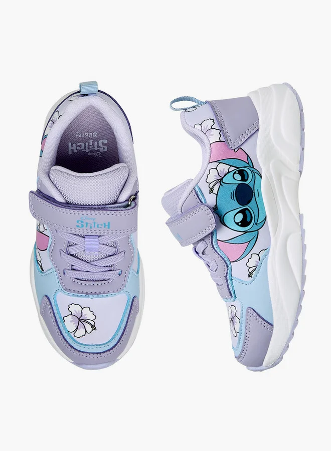 ديزني Girls Stitch Print Hook & Loop Sneakers