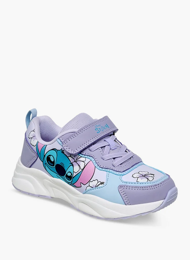 ديزني Girls Stitch Print Hook & Loop Sneakers