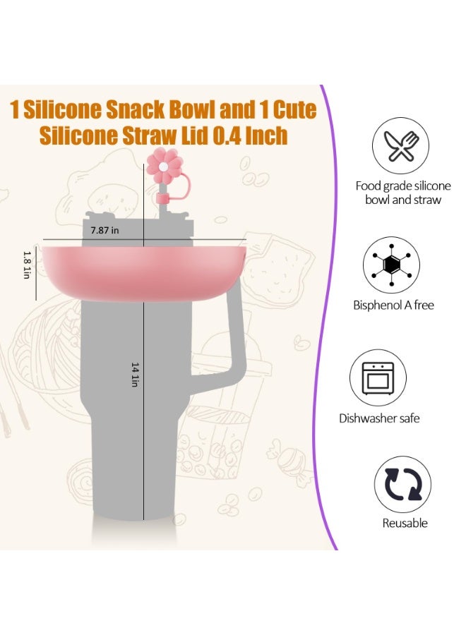 Stanley Cup 40 oz Snack Bowl with Handle, Compatible with Stanley Cup 40 oz Snack Bowl with Handle, Reusable Snack Bowl, Stanley Accessories, Silicone (PinkSnack Bowl h) - Image 3