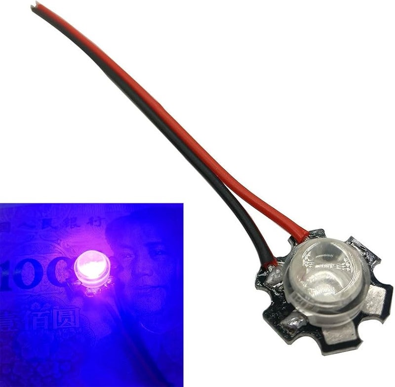 Uv 395nm 15 درجة 3W رقاقة COB LED مصباح 10 مجموعات مع الأسلاك حامل للتركيب الذاتي - Image 3