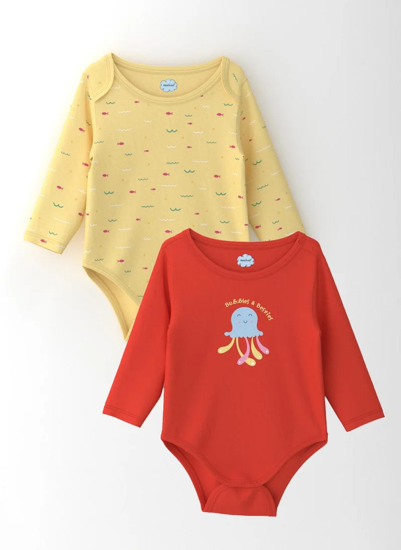Nautinati Nautinati Girls' Cotton Printed Pack of 2 Bodysuit