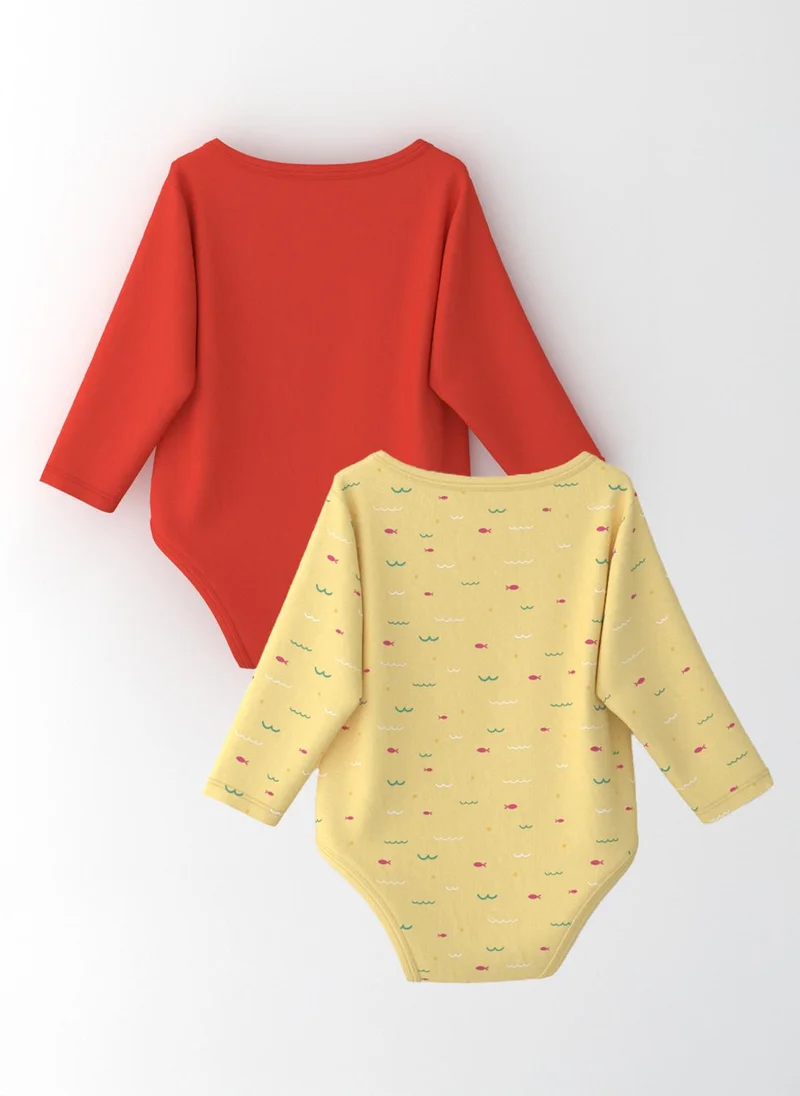 Nautinati Nautinati Girls' Cotton Printed Pack of 2 Bodysuit