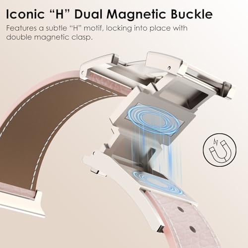 CHANCHY Leather Magnetic Watch Band Compatible with Apple Watch Bands 40mm 38mm 41mm 42mm 44mm 45mm 46mm, Top Grain Leather Dressy Band for Women Men iWatch Ultra SE3 Series 11/10/9/8/7/6/5/4/3/2/1 - Image 3