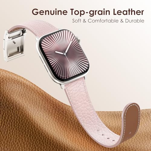 CHANCHY Leather Magnetic Watch Band Compatible with Apple Watch Bands 40mm 38mm 41mm 42mm 44mm 45mm 46mm, Top Grain Leather Dressy Band for Women Men iWatch Ultra SE3 Series 11/10/9/8/7/6/5/4/3/2/1 - Image 4
