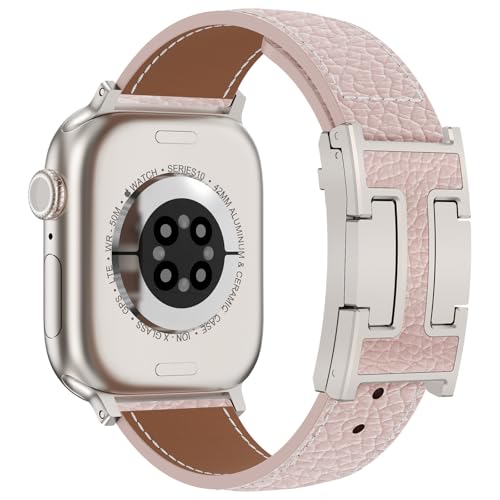 CHANCHY Leather Magnetic Watch Band Compatible with Apple Watch Bands 40mm 38mm 41mm 42mm 44mm 45mm 46mm, Top Grain Leather Dressy Band for Women Men iWatch Ultra SE3 Series 11/10/9/8/7/6/5/4/3/2/1 - Image 1