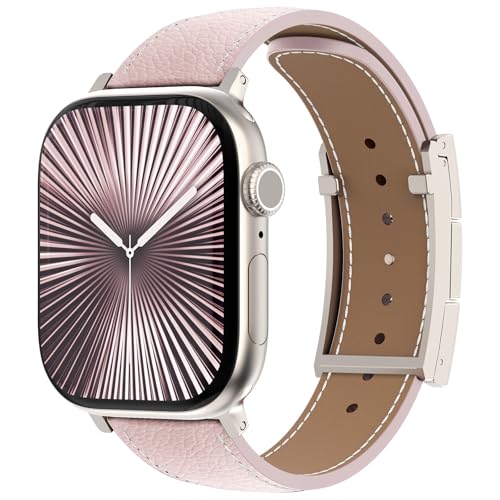 CHANCHY Leather Magnetic Watch Band Compatible with Apple Watch Bands 40mm 38mm 41mm 42mm 44mm 45mm 46mm, Top Grain Leather Dressy Band for Women Men iWatch Ultra SE3 Series 11/10/9/8/7/6/5/4/3/2/1 - Image 2