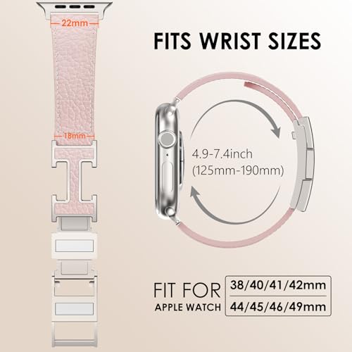 CHANCHY Leather Magnetic Watch Band Compatible with Apple Watch Bands 40mm 38mm 41mm 42mm 44mm 45mm 46mm, Top Grain Leather Dressy Band for Women Men iWatch Ultra SE3 Series 11/10/9/8/7/6/5/4/3/2/1 - Image 5