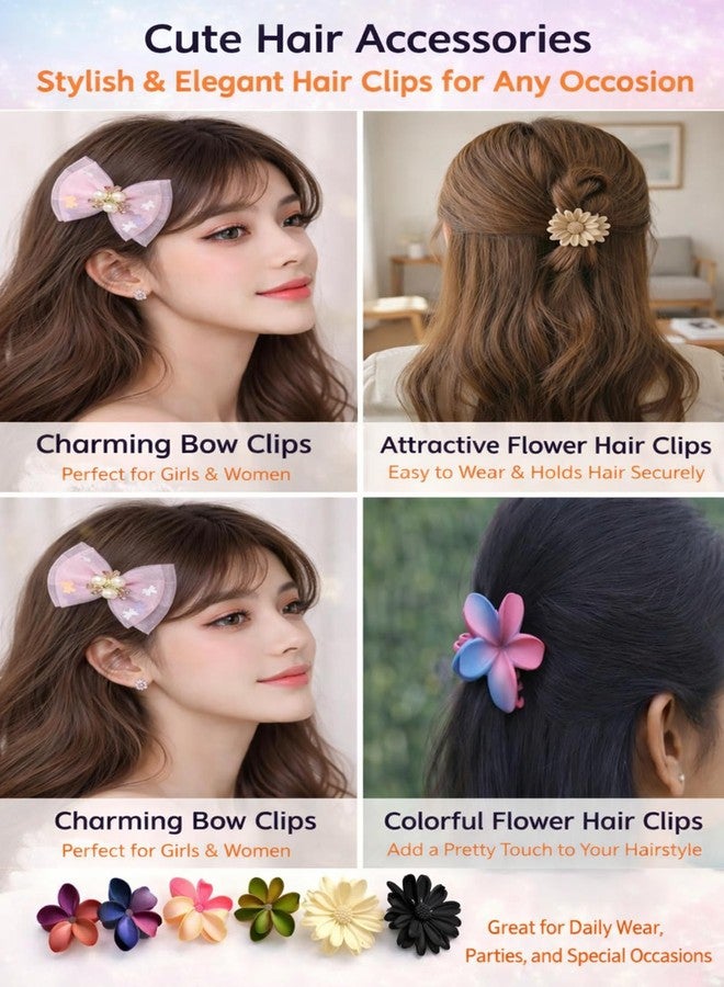 Premium Hair Accessories Combo for Girls & Women | Satin Scrunchies, Floral Hair Clips & Bow Clips | Stylish Everyday & Party Hair Set (Multi-Colour) - Image 3