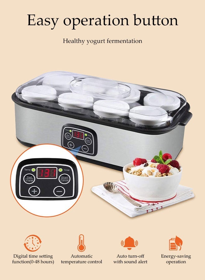 DUNISO Yogurt Maker，Multifunctional Yoghurt Fermentation Machine with 8 Pcs 180ml Glass Cups，Homemade Greek Yogurt, Temp Control & Smart Timer，Easy to Clean，for Home Organic Yogurt, Greek Yogurt, Cheese, Natto - Image 5