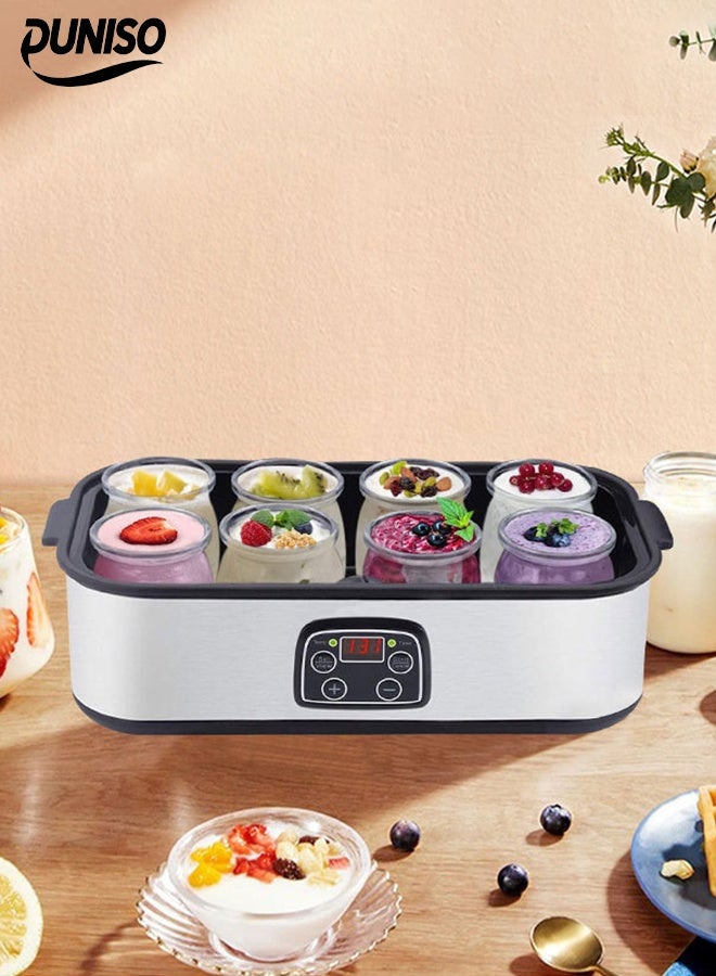 DUNISO Yogurt Maker，Multifunctional Yoghurt Fermentation Machine with 8 Pcs 180ml Glass Cups，Homemade Greek Yogurt, Temp Control & Smart Timer，Easy to Clean，for Home Organic Yogurt, Greek Yogurt, Cheese, Natto - Image 1