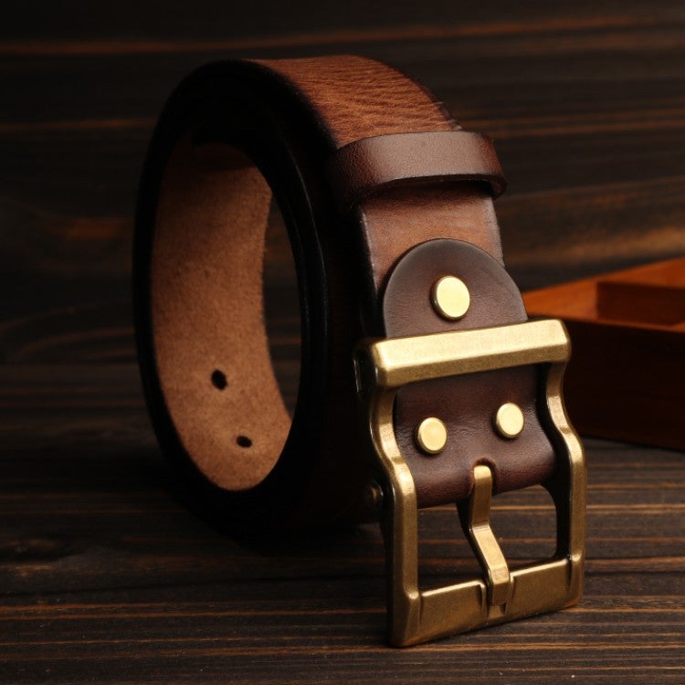 Handmade FC Buckle Brass Vintage Mens Belt Coffee  - Image 1