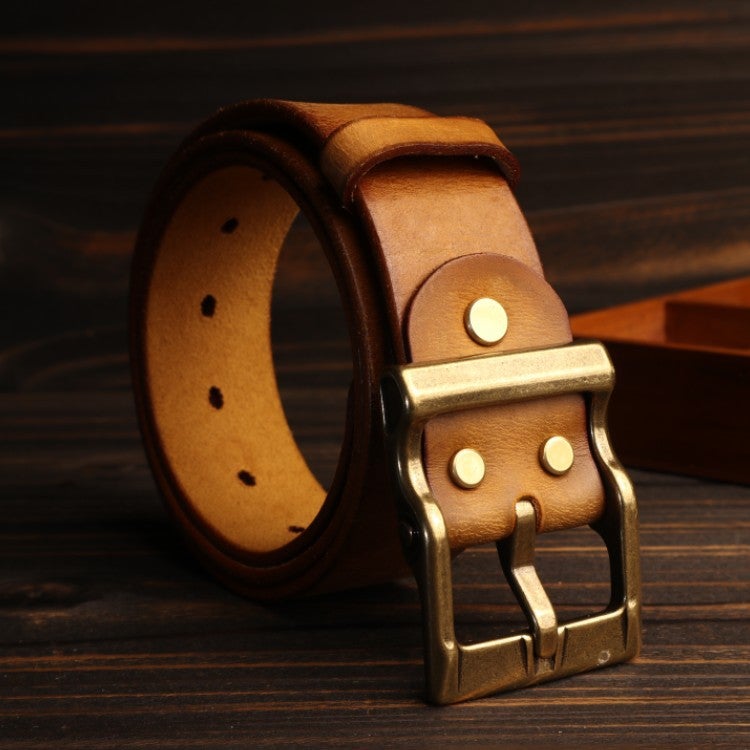 Handmade FC Buckle Brass Vintage Mens Belt Coffee  - Image 5