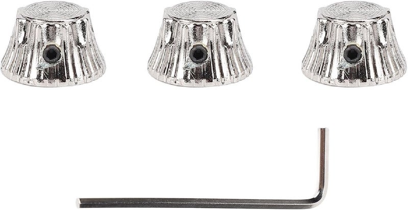 Metal Electric Guitar Bell Volume Tone Control Knobs 3 Pack Dome Top Hat Adjust Volume Tone Pitch with Wrench (Silver) - Image 1