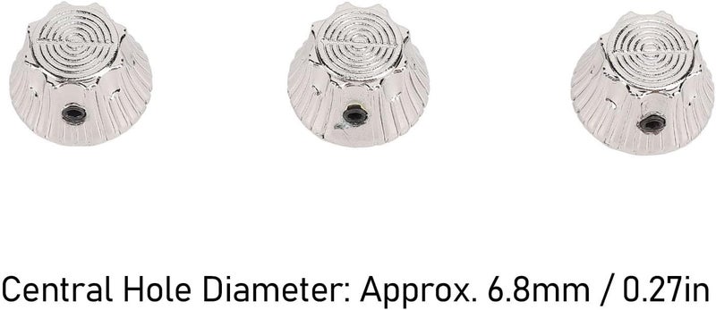 Metal Electric Guitar Bell Volume Tone Control Knobs 3 Pack Dome Top Hat Adjust Volume Tone Pitch with Wrench (Silver) - Image 2