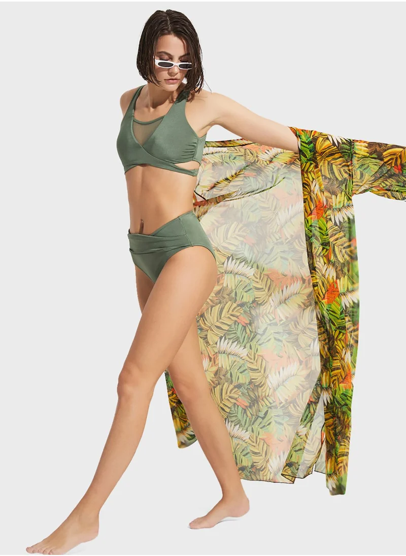 جون Mesh Printed Kimono