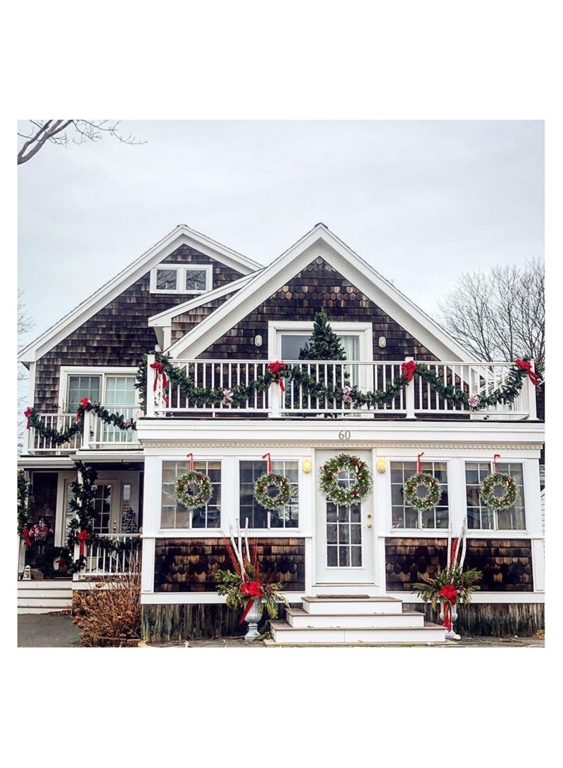 سنشر أكاليل عيد الميلاد 270 سم، شجرة عيد الميلاد الاصطناعية 8.85 قدم، إكليل عيد الميلاد الخارجي، إكليل الصنوبر مع التوت الأحمر ومخاريط الصنوبر الثلجية - Image 5