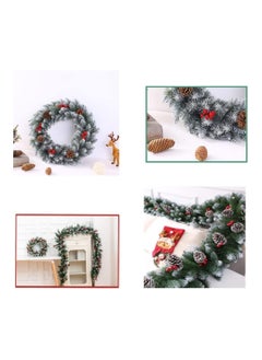 SINCHER Christmas Garland for Christmas, 9 Ft with Pine Cones and Red Berries  - Image 2