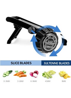 Arabest Mandoline Food Slicer, Adjustable Mandoline Slicer for Kitchen, Stainless Steel Mandolin Vegetable Chopper for Potato, Vegetable Slicer Julienne Cutter, Black  - Image 4
