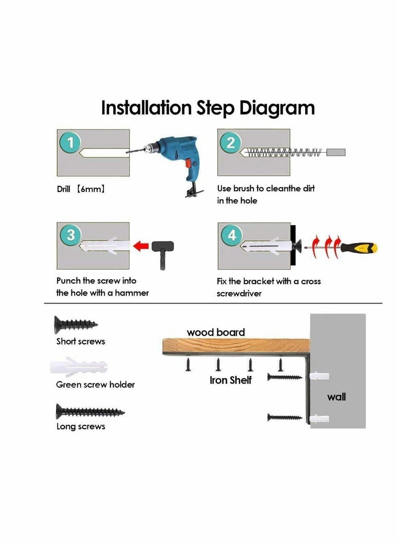 Zikra Stainless Steel Corner Code 4 Pcs 5 x 3 Inch Right Angle Brackets Wall Support Brackets for Shelves Table Bookshelf Wood with Screws for Fixing Wood Furniture Shelves Cabinet Bed  L Shaped - Image 5