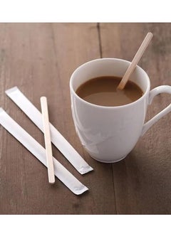 Generic Premium Wooden Stirrers 5.5 Inch 2.3mm Thick Individually Wrapped for Coffee Tea Drinks Craft Stick 100pcs  - Image 2