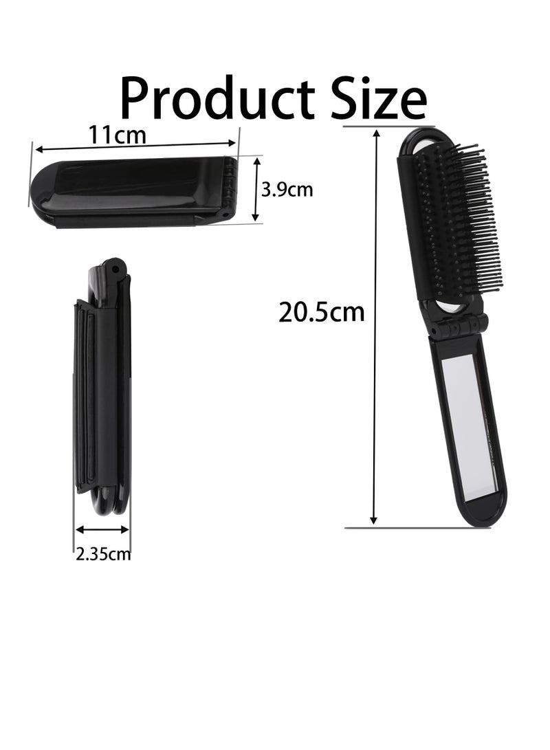 Generic Travel Hair Brush with Mirror and Massage Comb - 2 Pack Foldable Compact Hair Styling Tools for Women and Men  - Image 2