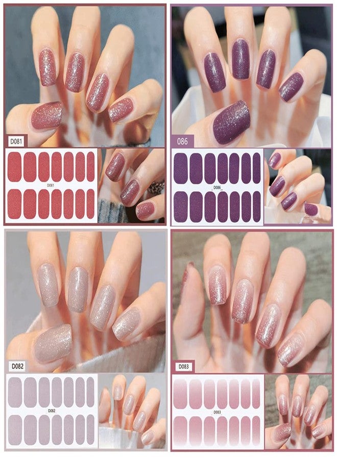 BASEMMAHER Glitter Color Nail Polish Strips Full Nail Wraps Stickers Self-Adhesive Decals Strips Nail Art Polish Stickers Kits Designs for Women Girls Manicure Tips Decorations (8 Sheets 112 Pieces) - Image 4