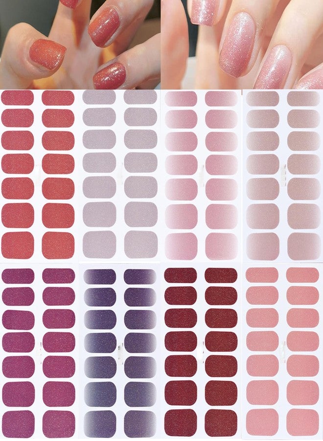 BASEMMAHER Glitter Color Nail Polish Strips Full Nail Wraps Stickers Self-Adhesive Decals Strips Nail Art Polish Stickers Kits Designs for Women Girls Manicure Tips Decorations (8 Sheets 112 Pieces) - Image 1