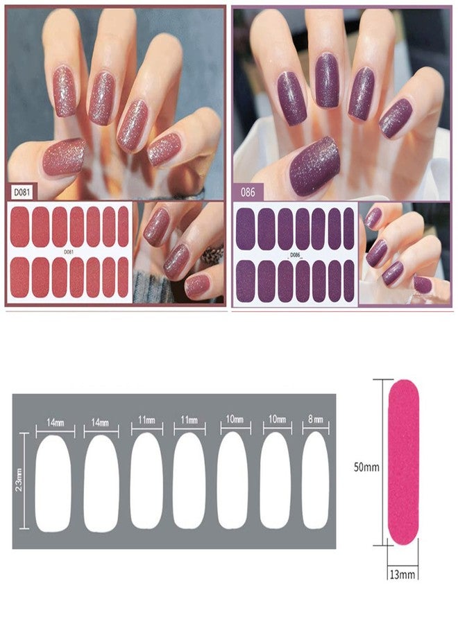 BASEMMAHER Glitter Color Nail Polish Strips Full Nail Wraps Stickers Self-Adhesive Decals Strips Nail Art Polish Stickers Kits Designs for Women Girls Manicure Tips Decorations (8 Sheets 112 Pieces) - Image 3