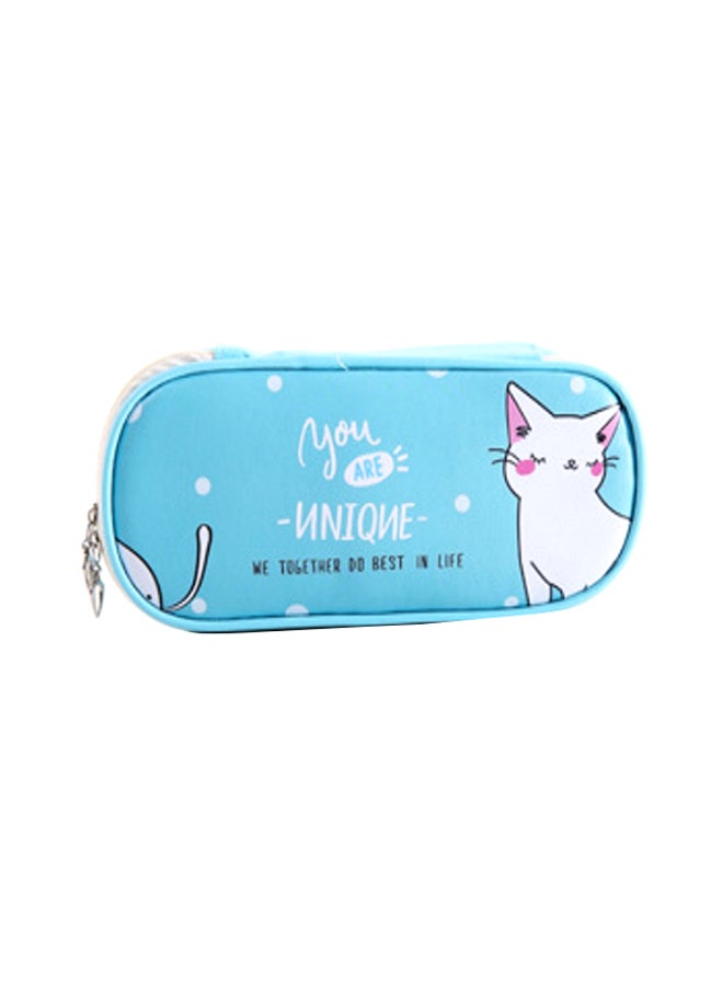 Cute Cat Pattern Pencil Case Green