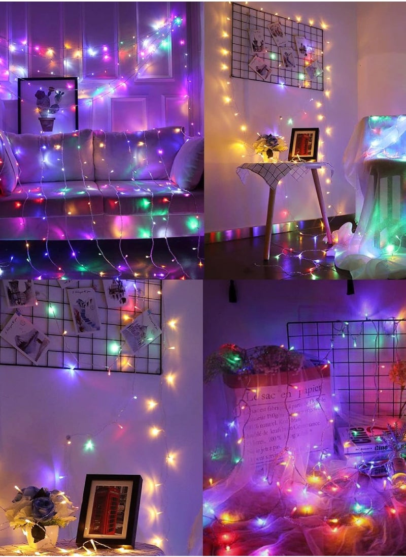 Yuwell 14 Meter 200 LED String Lights Decoration Lights RGB Light 8 Modes Led Light Clear Wire For Home Decorations Ramadan Lights Indoor & Outdoor Decoration Ramadan Decoration Light Diwali Lights Curtain Lights With 3-Pin UK Plug  - Image 5