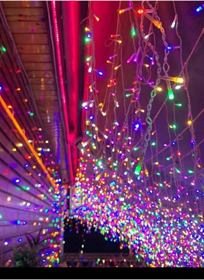 Yuwell 14 Meter 200 LED String Lights Decoration Lights RGB Light 8 Modes Led Light Clear Wire For Home Decorations Ramadan Lights Indoor & Outdoor Decoration Ramadan Decoration Light Diwali Lights Curtain Lights With 3-Pin UK Plug  - Image 3