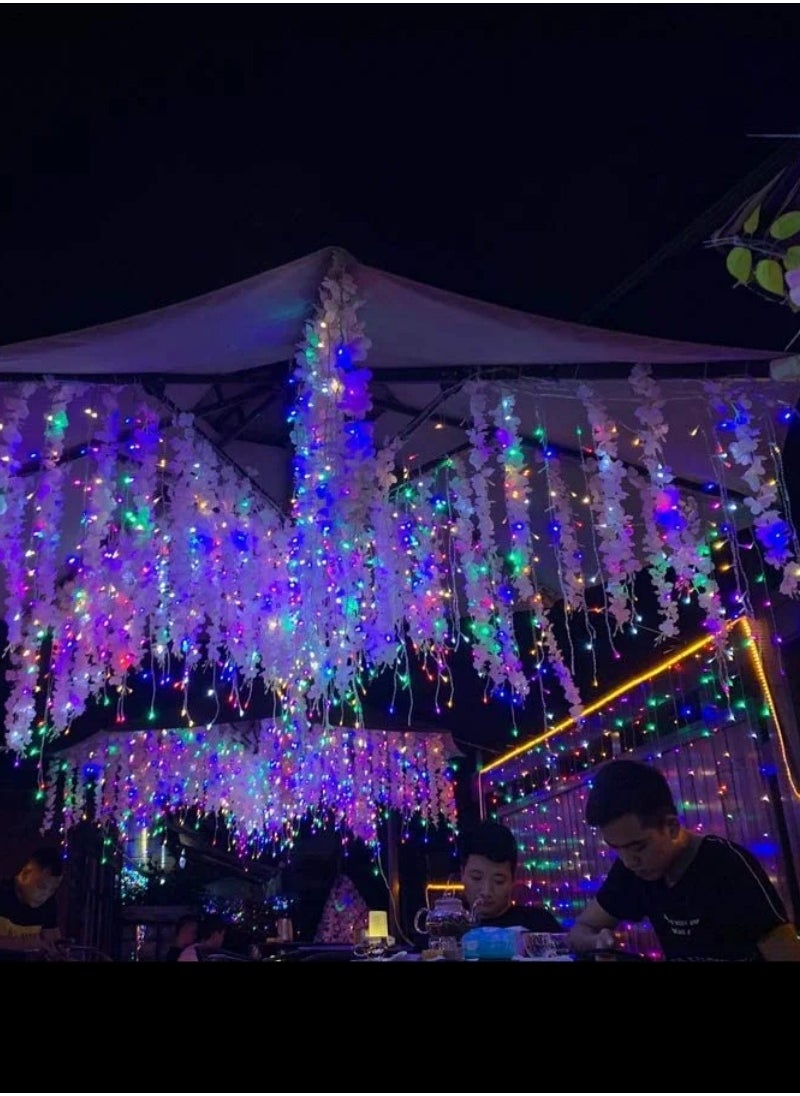 Yuwell 14 Meter 200 LED String Lights Decoration Lights RGB Light 8 Modes Led Light Clear Wire For Home Decorations Ramadan Lights Indoor & Outdoor Decoration Ramadan Decoration Light Diwali Lights Curtain Lights With 3-Pin UK Plug  - Image 4