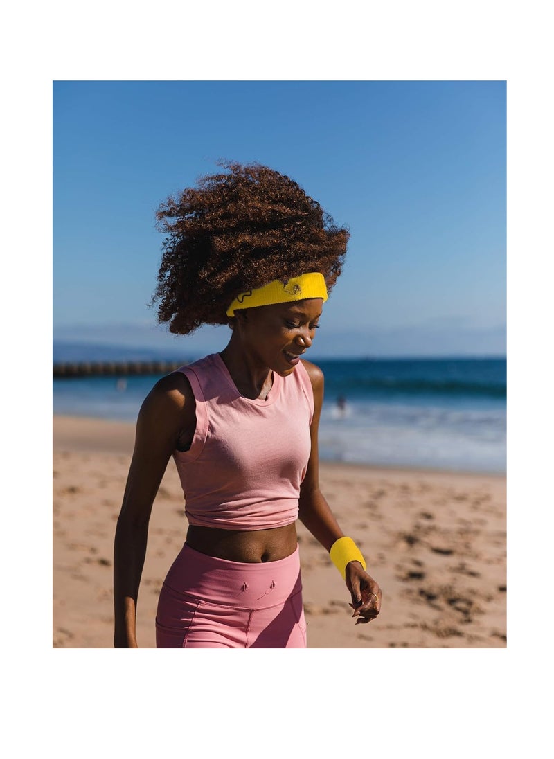 Sweat-absorbing sweatband for exercise, yellow, from Iggy Wolf