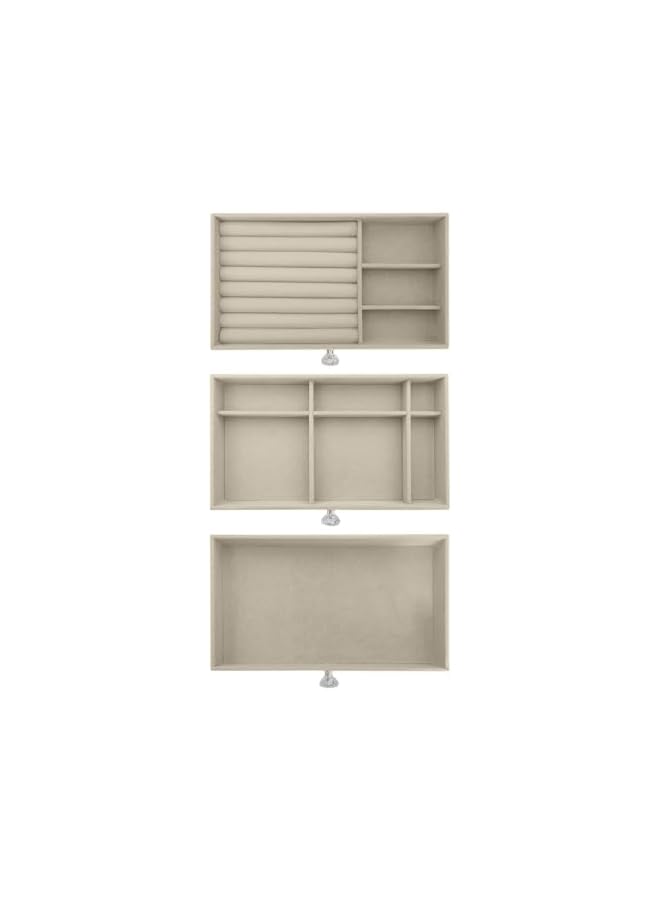 The Bros Acrylic Jewelry Organizer Box with 3 Drawers, Clear Jewelry Boxes for Women Earring Rings Bangle Bracelet and Necklace Holder Storage Velvet Jewelry Display Case (Beige) - Image 5