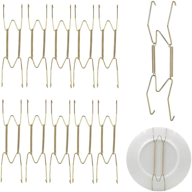 EEEKit Dish Display Plate Hangers, 10-Pack 12 Inch Wall Plate Spring Hook Holder Hanging Wire for The Wall Home Decoration Accessory