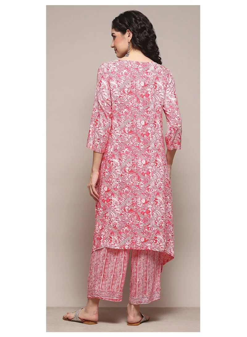 Biba Coral Pink Coral Pink Rayon Straight Suit Set for Women | Best Price UAE