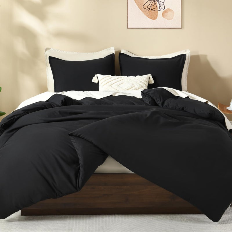 Litanika Litanika Black Twin/Twin XL Comforter Set  2 Pieces Lightweight Solid Bedding Comforter Set  All Season Fluffy Bed Set (66x90In Comforter & 1 Pillowcase)  - Image 3