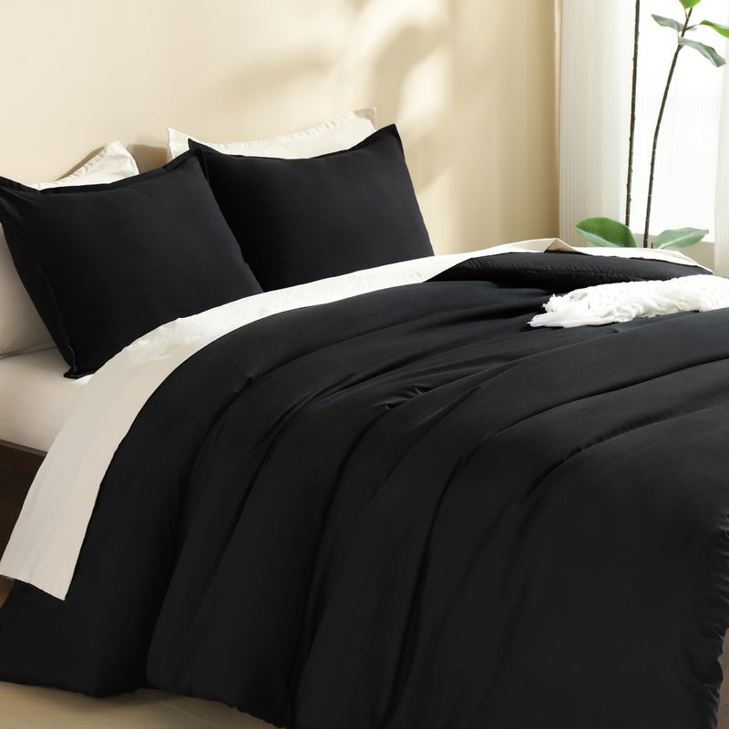 Litanika Litanika Black Twin/Twin XL Comforter Set  2 Pieces Lightweight Solid Bedding Comforter Set  All Season Fluffy Bed Set (66x90In Comforter & 1 Pillowcase)  - Image 5