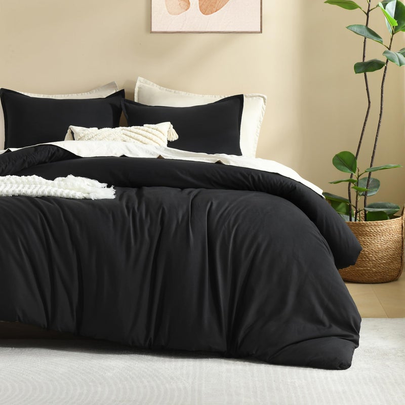 Litanika Litanika Black Twin/Twin XL Comforter Set  2 Pieces Lightweight Solid Bedding Comforter Set  All Season Fluffy Bed Set (66x90In Comforter & 1 Pillowcase)  - Image 4
