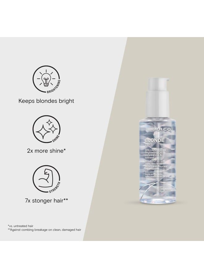 JOICO Blonde Life Brilliant Glow Brightening Oil | For Blonde Hair | Tame Frizz | Boost Shine & Brilliance | Add Softness & Smoothness | With Monoi & Tamanu Oil | 3.4 Fl Oz - Image 3